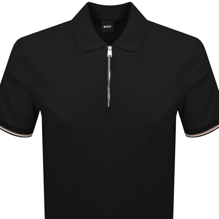BOSS Zip Placket Polo T Shirt Black | Mainline Menswear us